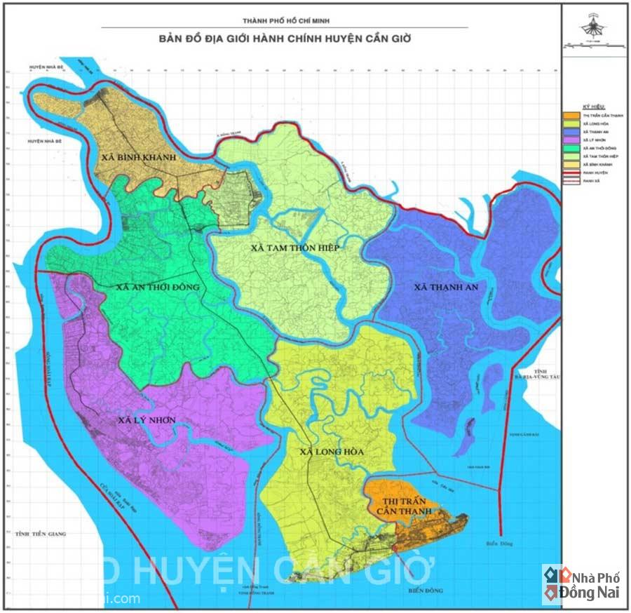 Bản Đồ Địa Giới Hành Chính Huyện Cần Giờ TP HCM