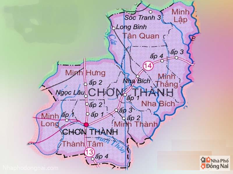 Bản Đồ Hành Chính Huyện Chơn Thành Tỉnh Bình Phước